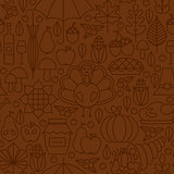 Thin Line Holiday Thanksgiving Day Brown Seamless Pattern