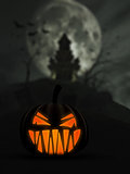 3D Halloween background with scary Jack o Lantern