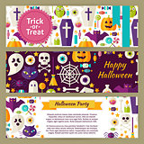 Trick or Treat Halloween Vector Template Banners Set in Modern F