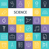 Vector Flat Line Art Modern Science Education and School Icons S