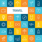 Vector Flat Line Art Modern Travel Vacation and Resort and Schoo