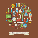 Vector Flat Style Education and Science Objects Concept