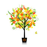 Floral tree in the pot for your design