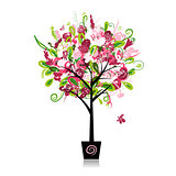 Floral tree in the pot for your design