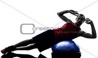 man bosu balance trainer exercises silhouette