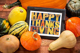 Happy Thanksgiving on digital tablet