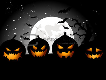 Halloween Party Background with Pumpkins 