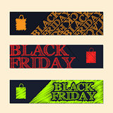 Black friday label set with scribbled elements