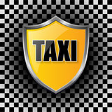 Metallic taxi shield shaped badge