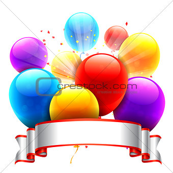 Color Balloons and Ribbon