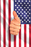 Composite image of hand showing thumbs up
