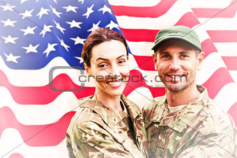 Composite image of army couple
