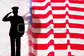 Composite image of solider silhouette