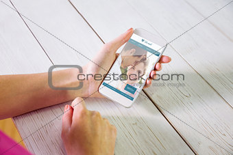 Composite image of woman using smartphone