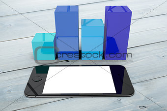 Composite image of smartphone with graphs