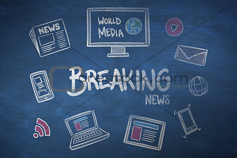 Composite image of breaking news doodle