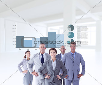 Composite image of business colleagues standing in a row