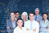 Composite image of business people looking at camera with arms crossed