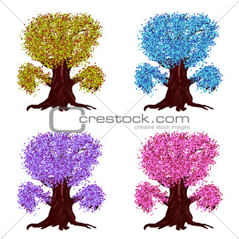 Fantasy trees of different colors