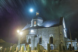 medieval church in night