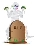 Halloween Mummy with Tombstone Illustration