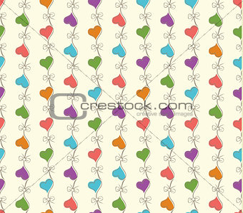 vector retro seamless pattern with colorful hearts