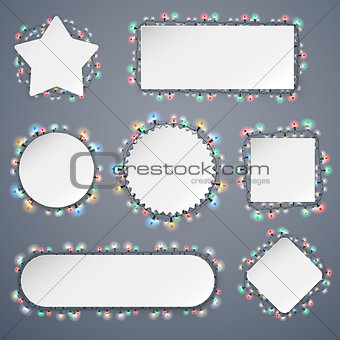 Empty Christmas Banners With Lights Decorations