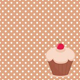 Cherry vector cupcake polka dots pink background