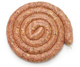 raw cumberland sausage, spiral pork sausage