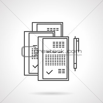 Signed documents line vector icon
