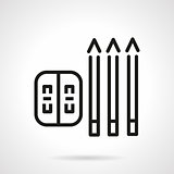 Simple line pencils and sharpener vector icon