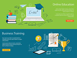 set of content for website of online  education and business tra
