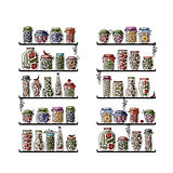 Shelves with pickle jars for your design