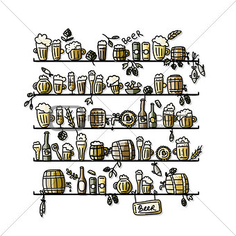 Shelves with beer, sketch for your design