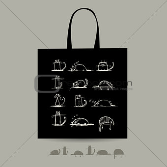 Shopping bag with cats for your design