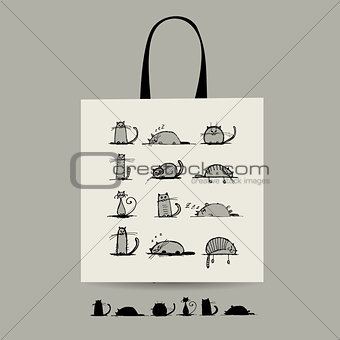Shopping bag with cats for your design