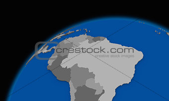 south America on planet Earth political map