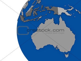 Australian continent on political globe