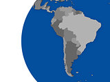 South american continent on political globe