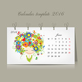 Calendar 2016, june month. Season girls design