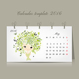 Calendar 2016, may month. Season girls design