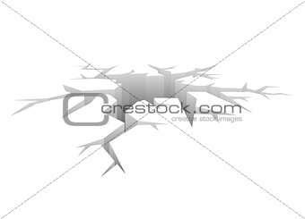 Vector Crack. Designed Hole. Crash Concept white Background