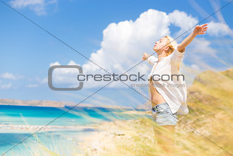 Free Happy Woman Enjoying Sun on Vacations.