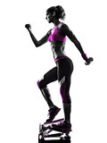 woman fitness stepper silhouette