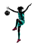 teenager girl soccer player isolated silhouette