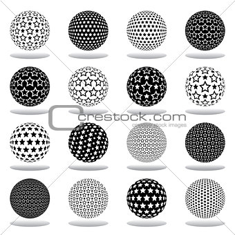 Circle design elements with stars patterns. 