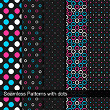 Vector seamless patterns with circles and dots.