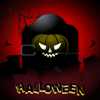 Halloween tombstone and pumpkin background