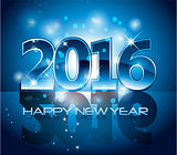Blue 2016 happy new year background with sparkle lights and reflection