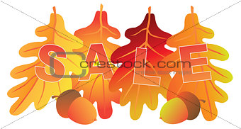 Sale Text on Fall Colors Oak Leaves